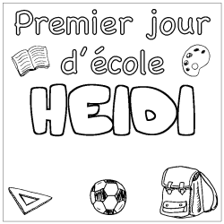Coloring page first name HEIDI - School First day background