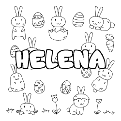 Coloring page first name HELENA - Easter background