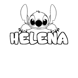 Coloring page first name HELENA - Stitch background