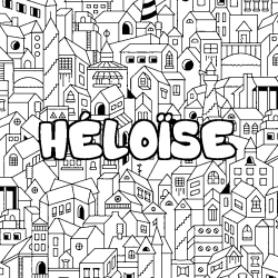 Coloring page first name HÉLOÏSE - City background