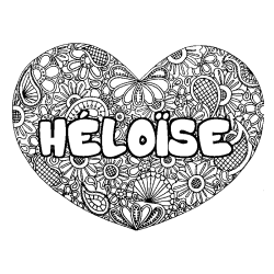 Coloring page first name HÉLOÏSE - Heart mandala background