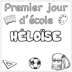 Coloring page first name HÉLOÏSE - School First day background