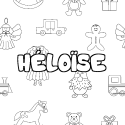 Coloring page first name HÉLOÏSE - Toys background