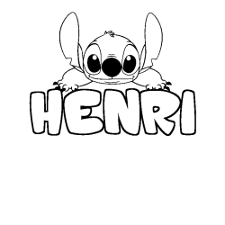 Coloring page first name HENRI - Stitch background