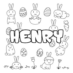 Coloring page first name HENRY - Easter background