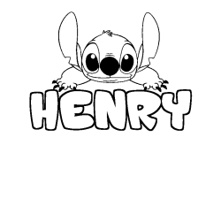 Coloring page first name HENRY - Stitch background