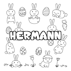 Coloring page first name HERMANN - Easter background