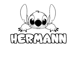 Coloring page first name HERMANN - Stitch background