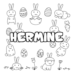 Coloring page first name HERMINE - Easter background
