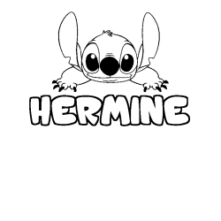 Coloring page first name HERMINE - Stitch background
