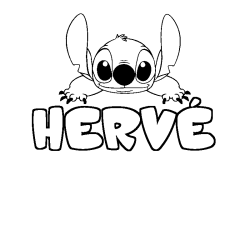 Coloring page first name HERVÉ - Stitch background