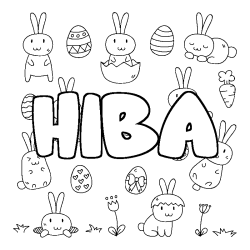 Coloring page first name HIBA - Easter background