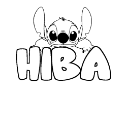 Coloring page first name HIBA - Stitch background