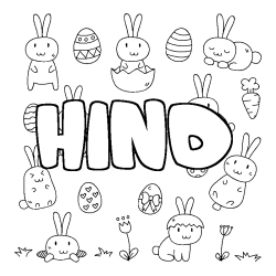 Coloring page first name HIND - Easter background