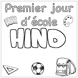 Coloring page first name HIND - School First day background