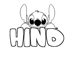 Coloring page first name HIND - Stitch background