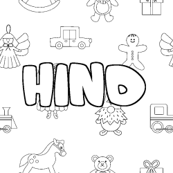 Coloring page first name HIND - Toys background