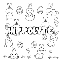 Coloring page first name HIPPOLYTE - Easter background