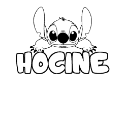 Coloring page first name HOCINE - Stitch background