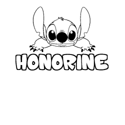 Coloring page first name HONORINE - Stitch background