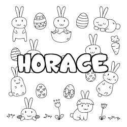 Coloring page first name HORACE - Easter background