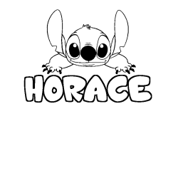 Coloring page first name HORACE - Stitch background