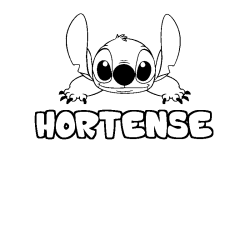 Coloring page first name HORTENSE - Stitch background