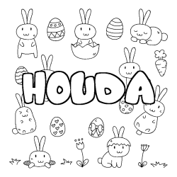 Coloring page first name HOUDA - Easter background