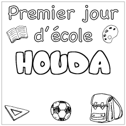Coloring page first name HOUDA - School First day background