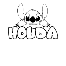 Coloring page first name HOUDA - Stitch background