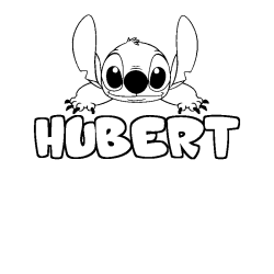 Coloring page first name HUBERT - Stitch background