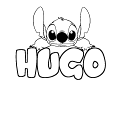 Coloring page first name HUGO - Stitch background