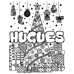 HUGUES - Christmas tree and presents background coloring