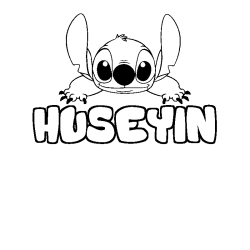 Coloring page first name HUSEYIN - Stitch background