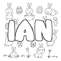 Coloring page first name IAN - Easter background