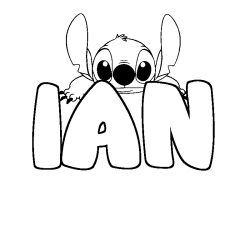 Coloring page first name IAN - Stitch background