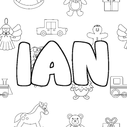Coloring page first name IAN - Toys background