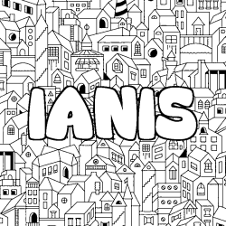 Coloring page first name IANIS - City background