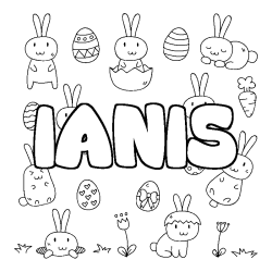 Coloring page first name IANIS - Easter background