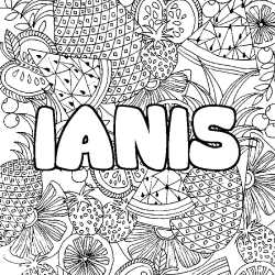 Coloring page first name IANIS - Fruits mandala background