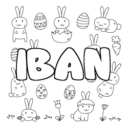 Coloring page first name IBAN - Easter background