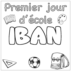 Coloring page first name IBAN - School First day background