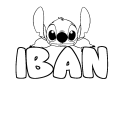 Coloring page first name IBAN - Stitch background