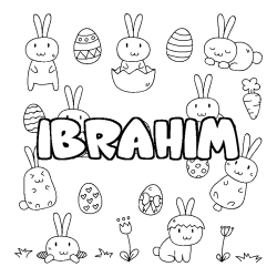 Coloring page first name IBRAHIM - Easter background