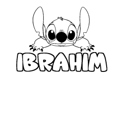 Coloring page first name IBRAHIM - Stitch background