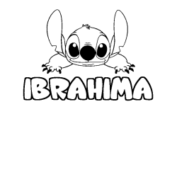 Coloring page first name IBRAHIMA - Stitch background