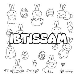 Coloring page first name IBTISSAM - Easter background
