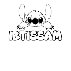 Coloring page first name IBTISSAM - Stitch background