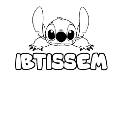 Coloring page first name IBTISSEM - Stitch background