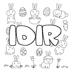 Coloring page first name IDIR - Easter background